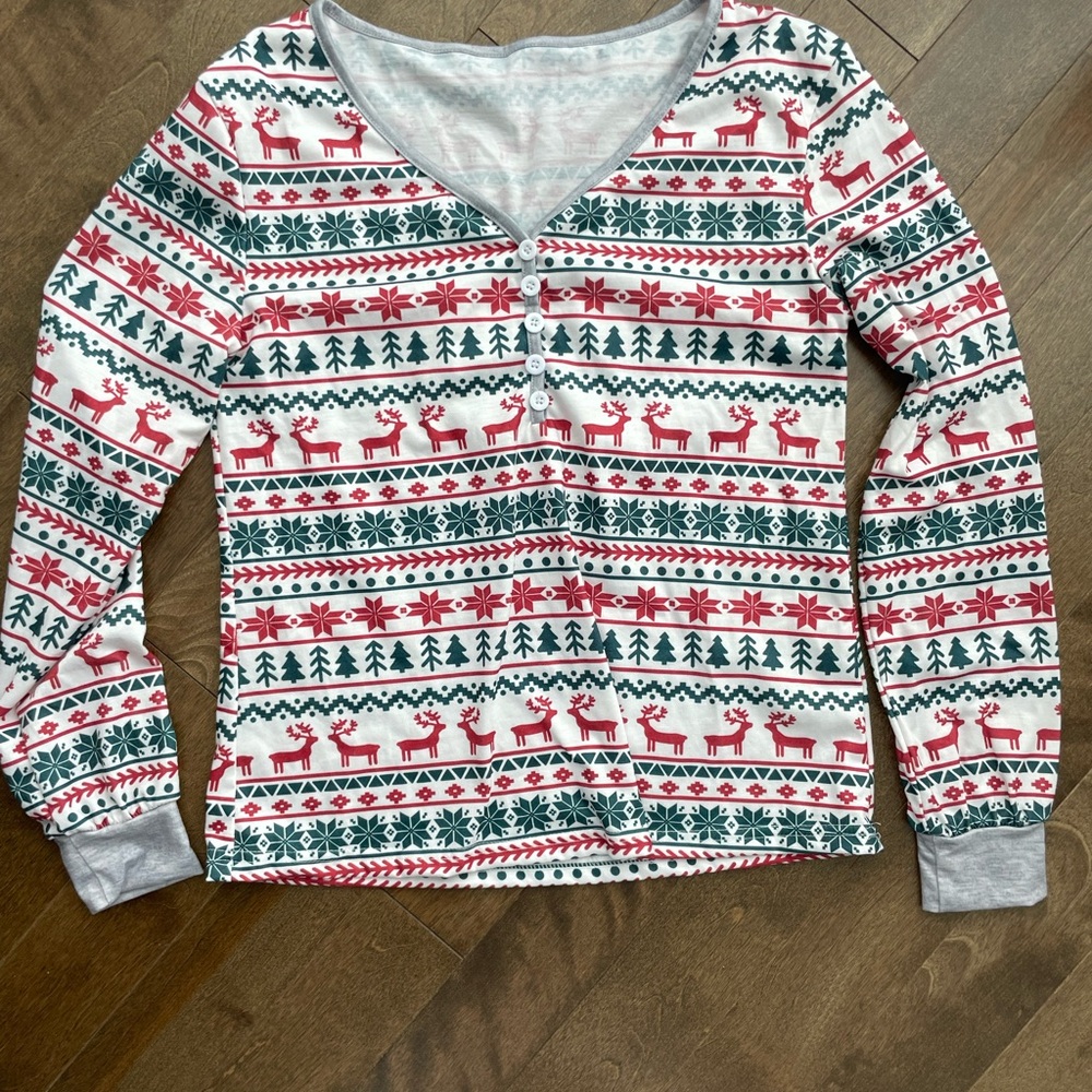 Festive Red and Green Women's Pajama Top